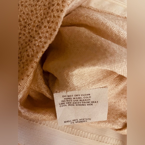 Jessica McClintock Y2K Mermaid Dress GoldGlitterCream Size4 Host Pick Bridesmaid - Picture 9 of 9